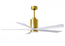 Matthews Fan Company PA5-BRBR-MWH-60 - Patricia-5 five-blade ceiling fan in Brushed Brass finish with 60” solid matte white wood blades