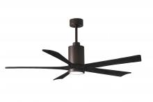 Matthews Fan Company PA5-TB-BK-60 - Patricia-5 five-blade ceiling fan in Textured Bronze finish with 60” solid matte black wood blad