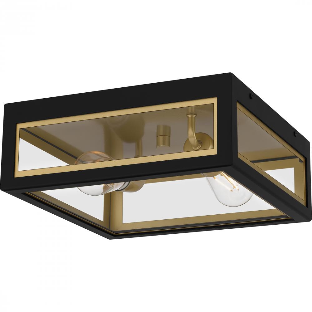 Bourbon 2-Light Matte Black Outdoor Flush Mount