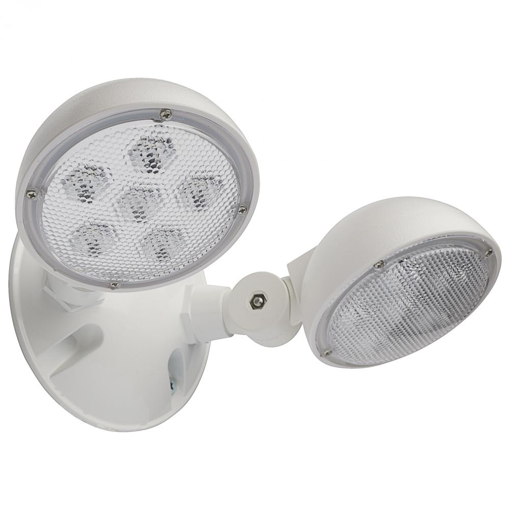 Remote Emergency Light; 1.5 Watt; Weatherproof Low Power Dual Head; White Finish; 3.6 Volt