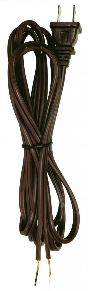 6 Foot 18/2 SPT-1 105C Cord Set; Brown Finish; 24" Hank; 200 Carton; Molded Polarized Plug;