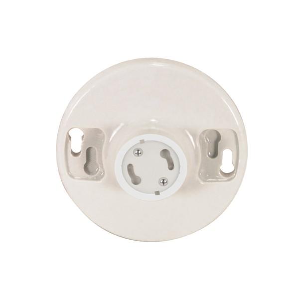 4 Terminal Keyless White Phenolic GU24 Ceiling Receptacle; Screw Terminals; 4-3/8" Diameter;