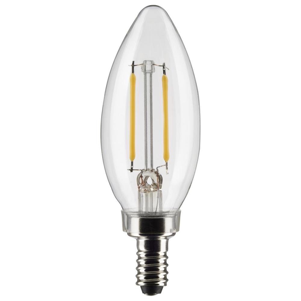 3 Watt B11 LED; Clear; Candelabra Base; 2700K; 200 Lumens; 120 Volt; 2-Pack