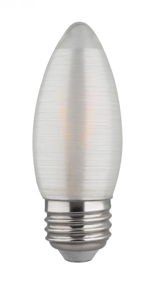 2 Watt C11 LED; Satin Spun; Clear; Medium base; 2700K; 120 Lumens; 120 Volt