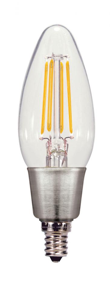 4.5 Watt B11 LED; Clear; Candelabra base; 2700K; 470 Lumens; 120 Volt