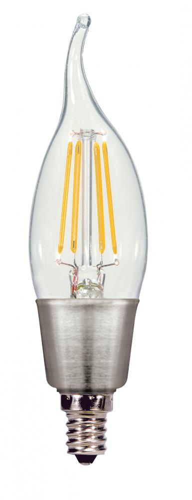 4.5 Watt CA11 LED; Clear; Candelabra base; 2700K; 450 Lumens; 120 Volt