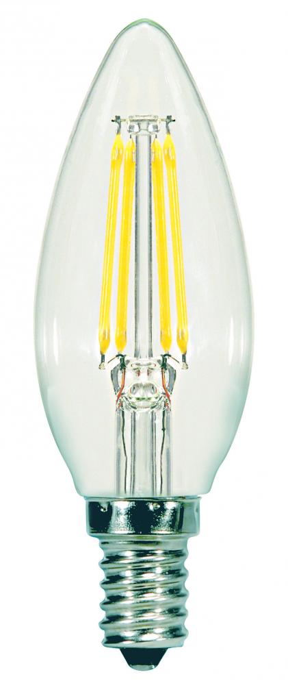 5.5 Watt B11 LED; Clear; Candelabra base; 2700K; 500 Lumens; 120 Volt