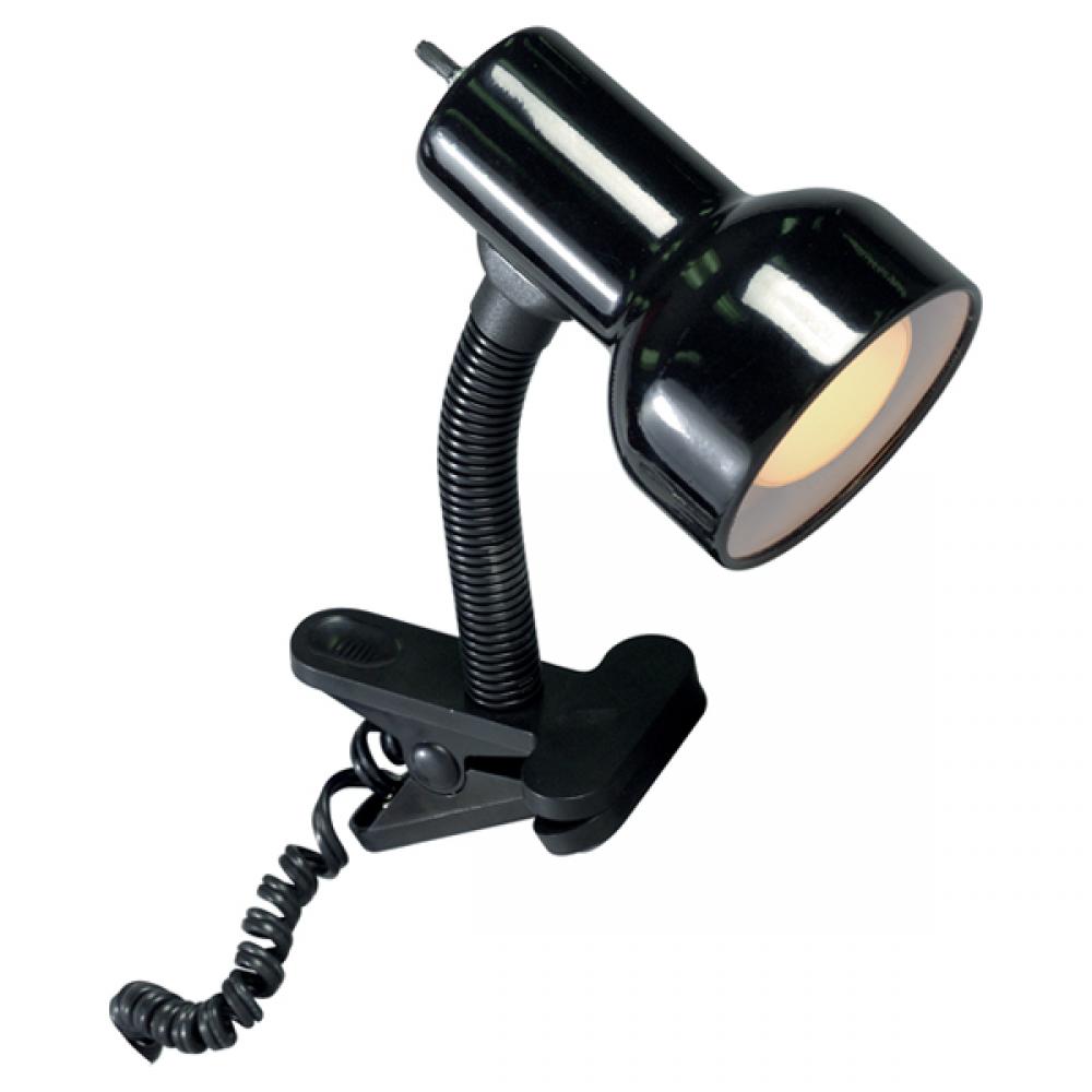 Clip On Goose Neck Lamp; Steel; Black Finish