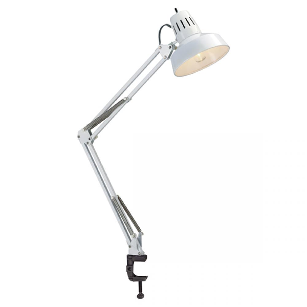 Swing Arm Drafting Lamp - 1 Light - White Adjustable height; Clamp base