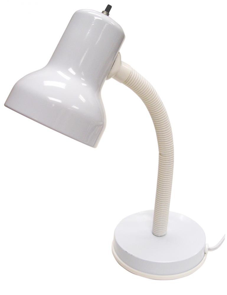 Goose Neck Desk Lamp; White Finish