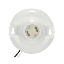 Satco Products Inc. 90/2469 - Keyless White Phenolic GU24 Ceiling Receptacle; 6" AWM B/W Leads 105C; 4-1/2" Diameter;