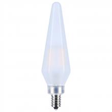 Satco Products Inc. S12141 - 2 Watt Prismatic HX11 LED; 2700K CCT; Candelabra Base; 120 Volt; Frost Finish; 2-Card