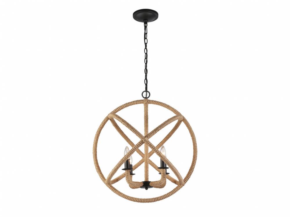 Marina 4-Light Chandelier in Natural Black