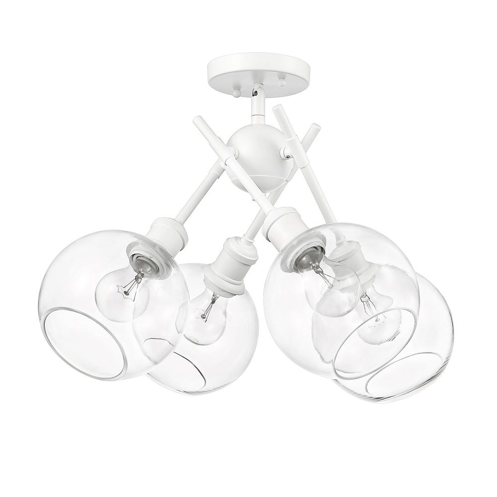 Axel WHT Semi-Flush in Matte White with Clear Glass Shade