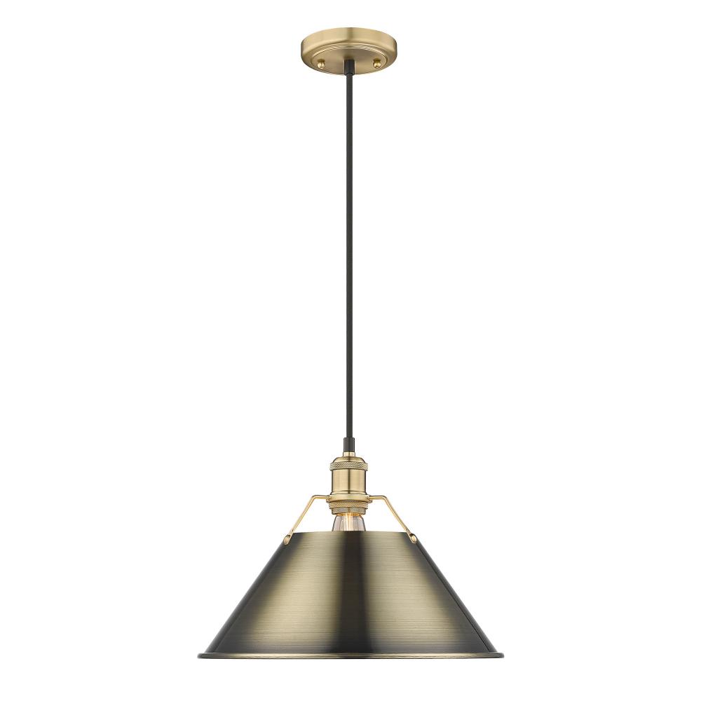 Orwell BCB Large Pendant - 14" in Brushed Champagne Bronze with Aged Brass shade