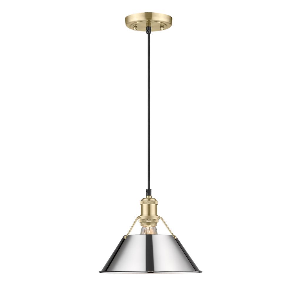 Orwell BCB Medium Pendant - 10" in Brushed Champagne Bronze with Chrome shade