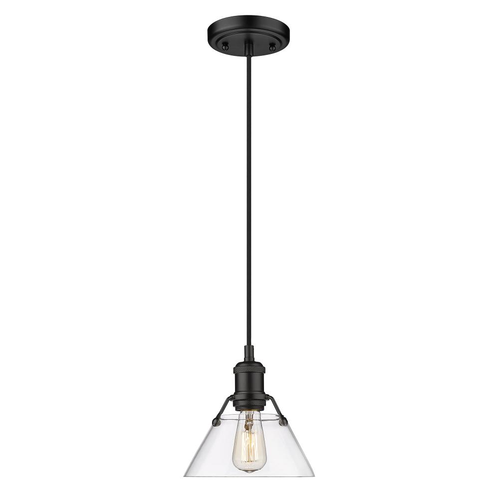 Orwell BLK Small Pendant - 7" in Matte Black with Clear Glass