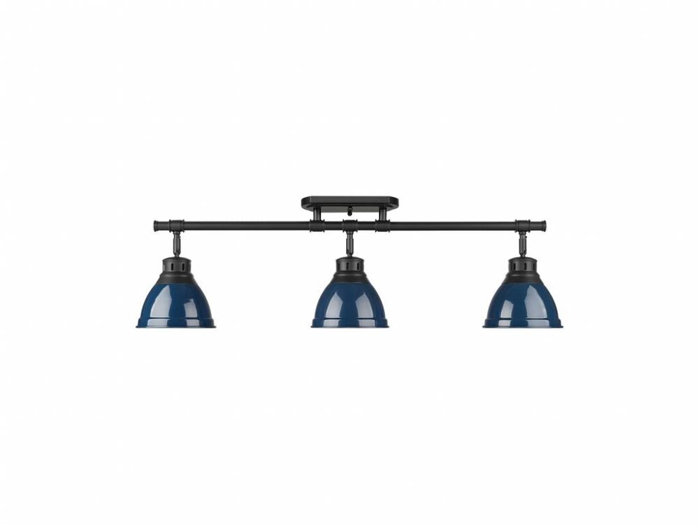 Duncan 3-Light Semi-Flush - Track Light in Matte Black with Matte Navy