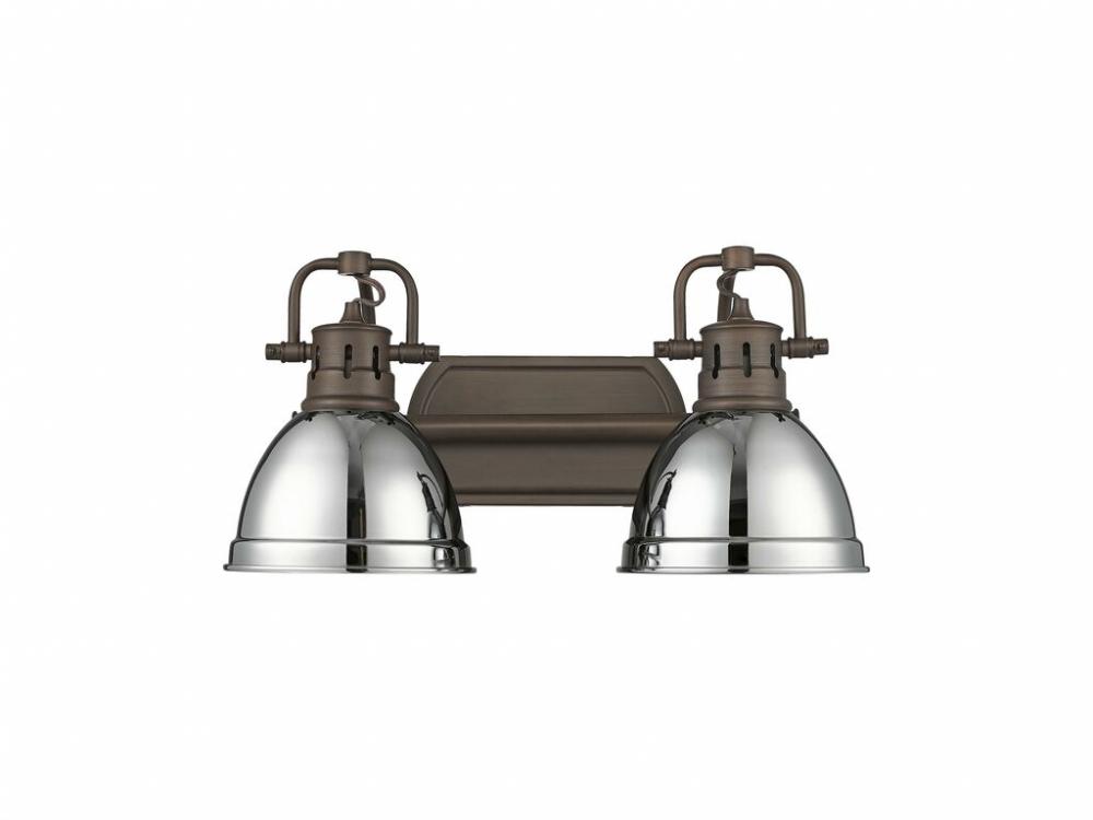 Duncan 2-Light Bath Vanity in Rubbed Bronze with Chrome