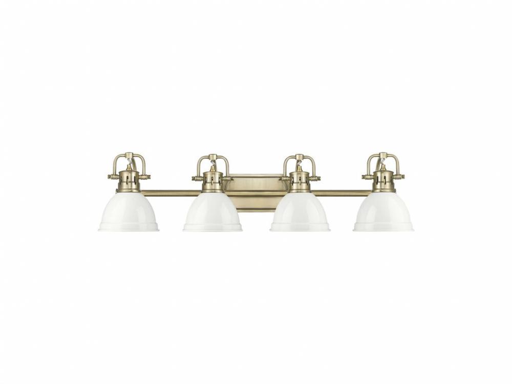 Duncan 4-Light Bath Vanity in Aged Brass with White