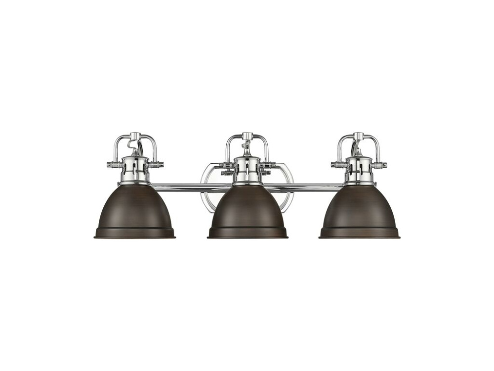 Duncan 3-Light Bath Vanity in Chrome with Rubbed Bronze