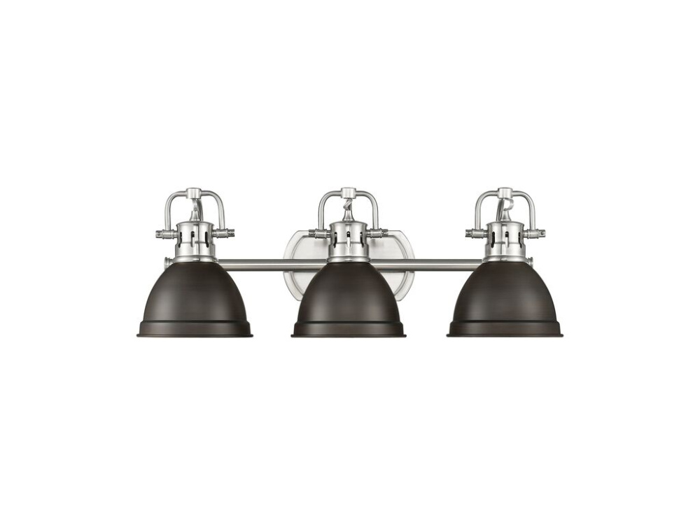 Duncan 3-Light Bath Vanity in Pewter with Rubbed Bronze