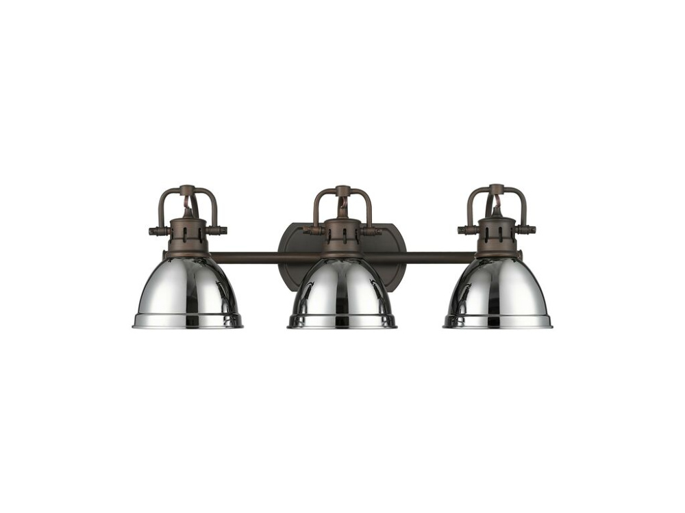 Duncan 3-Light Bath Vanity in Rubbed Bronze with Chrome