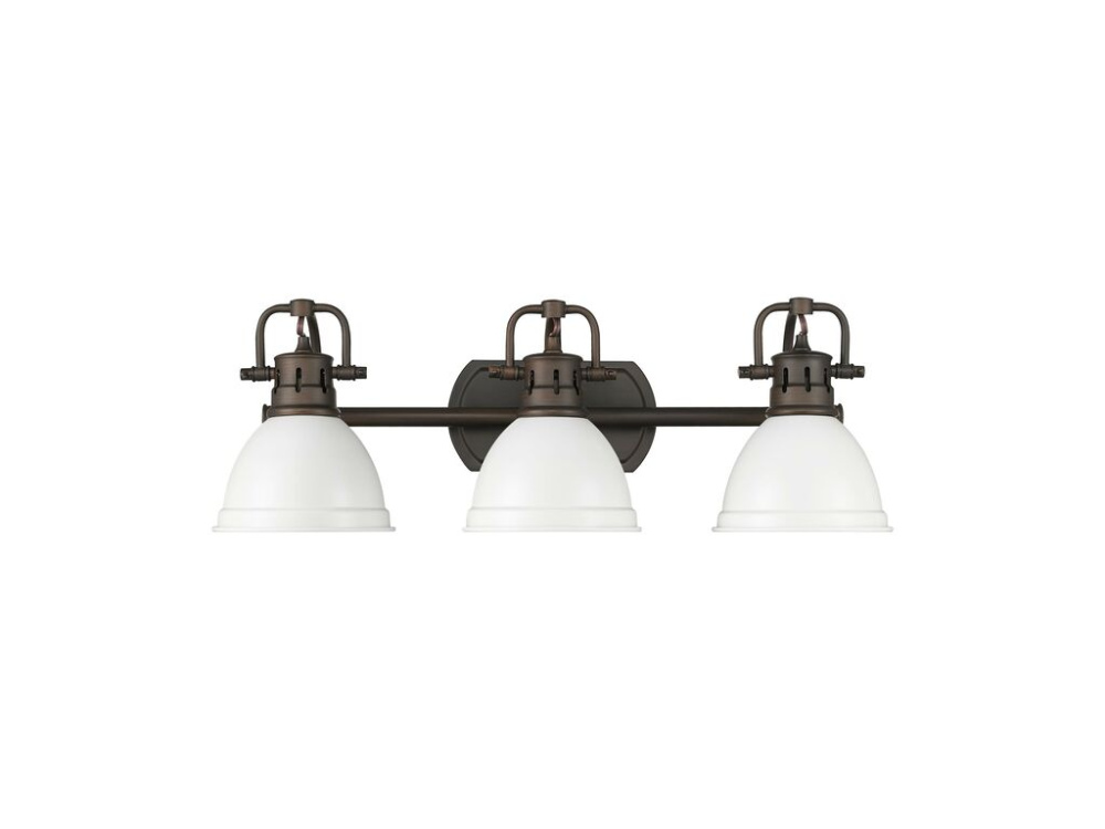 Duncan 3-Light Bath Vanity in Rubbed Bronze with Matte White