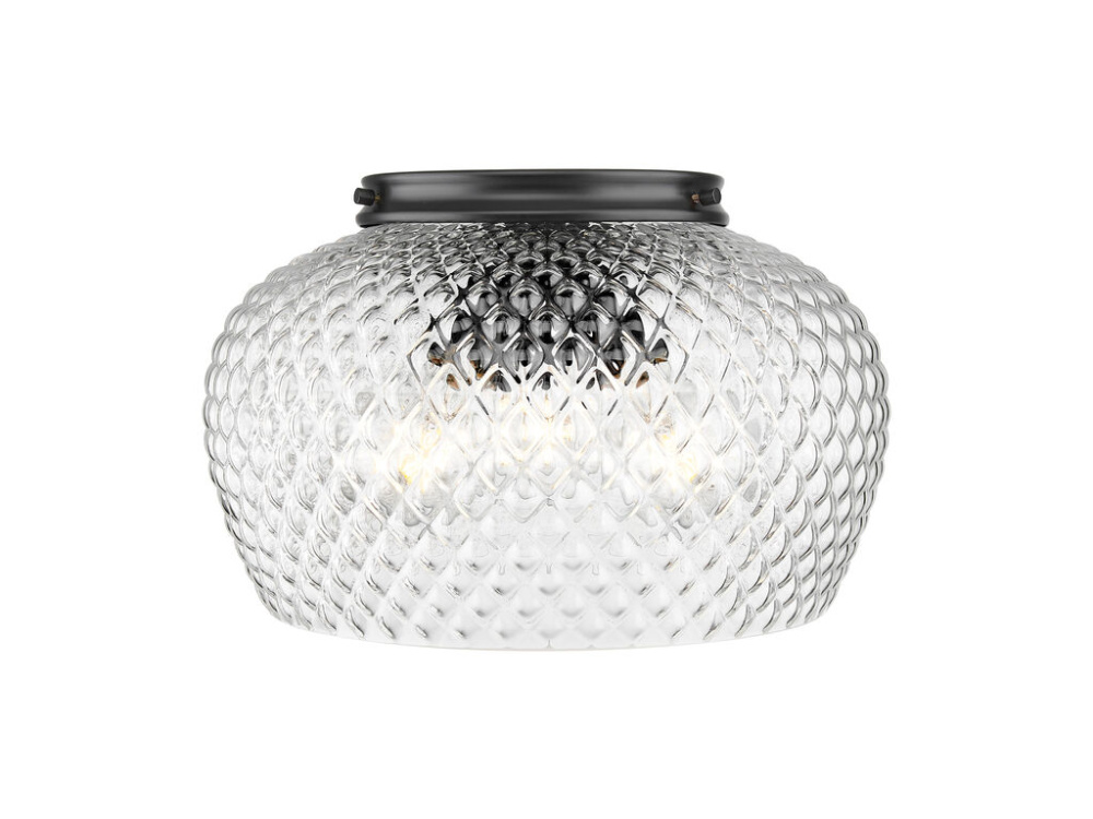 Adeline 3 Light Flush Mount in Matte Black with Clear Glass Shade