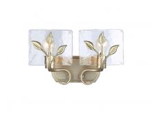 Golden 3160-BA2 WG-HWG - Calla 2-Light Vanity Light in White Gold with Hammered Water Glass