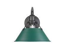 Golden 3306-1W BLK-GN - Orwell 1-Light Wall Sconce in Matte Black with Pine Green