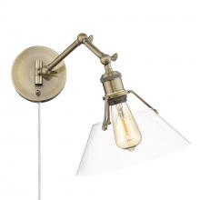 Golden 3306-A1W AB-CLR - Orwell AB 1 Light Articulating Wall Sconce in Aged Brass with Clear Glass