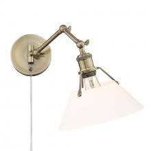 Golden 3306-A1W AB-OP - Orwell AB 1 Light Articulating Wall Sconce in Aged Brass with Opal Glass