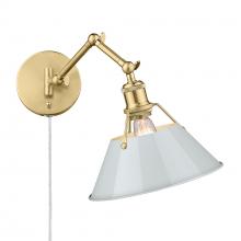 Golden 3306-A1W BCB-DB - Orwell BCB 1 Light Articulating Wall Sconce in Brushed Champagne Bronze with Dusky Blue shade