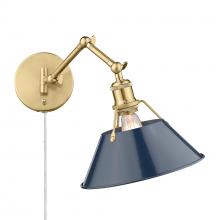 Golden 3306-A1W BCB-NVY - Orwell BCB 1 Light Articulating Wall Sconce in Brushed Champagne Bronze with Matte Navy shade