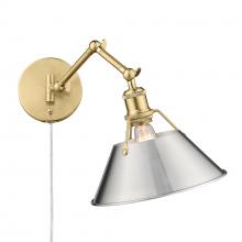 Golden 3306-A1W BCB-PW - Orwell BCB 1 Light Articulating Wall Sconce in Brushed Champagne Bronze with Pewter shade