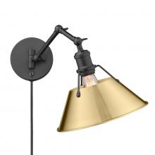 Golden 3306-A1W BLK-BCB - Orwell BLK 1 Light Articulating Wall Sconce in Matte Black with Brushed Champagne Bronze shade