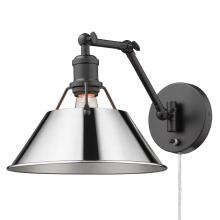 Golden 3306-A1W BLK-CH - Orwell BLK 1 Light Articulating Wall Sconce in Matte Black with Chrome shade
