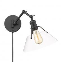 Golden 3306-A1W BLK-CLR - Orwell BLK 1 Light Articulating Wall Sconce in Matte Black with Clear Glass