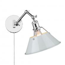 Golden 3306-A1W CH-DB - Orwell CH 1 Light Articulating Wall Sconce in Chrome with Dusky Blue shade