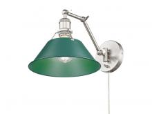 Golden 3306-A1W PW-GN - Orwell Articulating Wall Sconce in Pewter with Pine Green