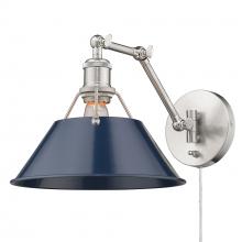 Golden 3306-A1W PW-NVY - Orwell PW 1 Light Articulating Wall Sconce in Pewter with Matte Navy shade