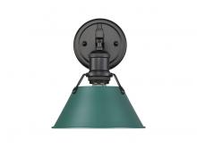 Golden 3306-BA1 BLK-GN - Orwell 1-Light Bath Vanity in Matte Black with Pine Green