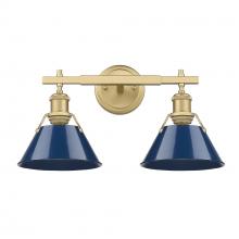 Golden 3306-BA2 BCB-NVY - Orwell BCB 2 Light Bath Vanity in Brushed Champagne Bronze with Matte Navy shades