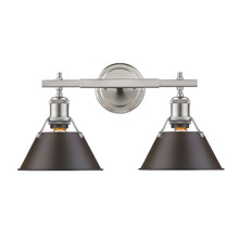 Golden 3306-BA2 PW-RBZ - Orwell PW 2 Light Bath Vanity in Pewter with Rubbed Bronze shades
