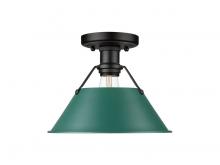 Golden 3306-FM BLK-GN - Orwell 1-Light Flush Mount in Matte Black with Pine Green