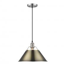 Golden 3306-L PW-AB - Orwell PW Large Pendant - 14" in Pewter with Aged Brass shade