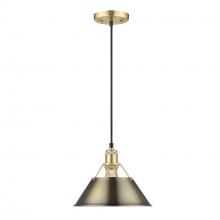 Golden 3306-M BCB-AB - Orwell BCB Medium Pendant - 10" in Brushed Champagne Bronze with Aged Brass shade