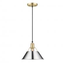Golden 3306-M BCB-CH - Orwell BCB Medium Pendant - 10" in Brushed Champagne Bronze with Chrome shade