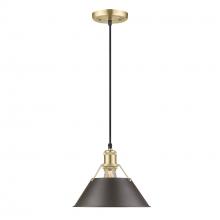 Golden 3306-M BCB-RBZ - Orwell BCB Medium Pendant - 10" in Brushed Champagne Bronze with Rubbed Bronze shade